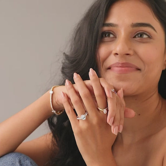 Pear-Shaped Gemstone with Diamond Halo and Accents Ring