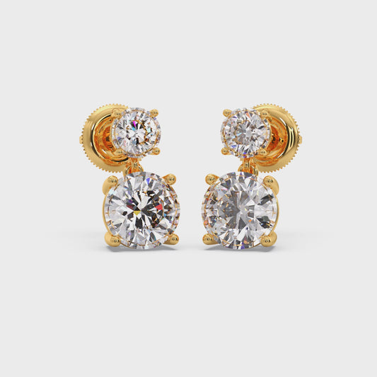 Round Diamond Drop Earrings