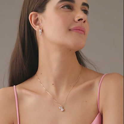 Emerald and Round-Cut Diamond Hoop Earrings
