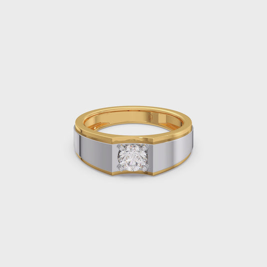 Men's Two-Tone Prong-Set Solitaire Band