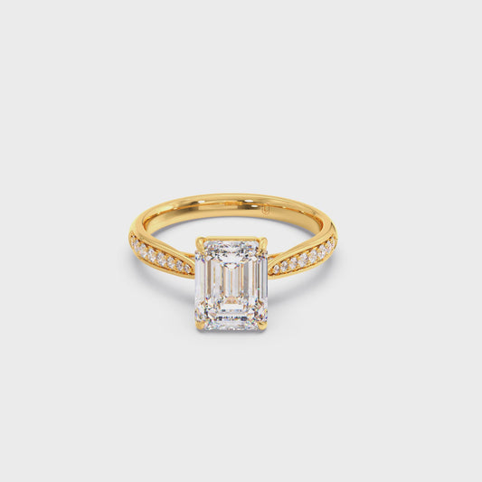 1.70 Cts Emerald Cut Diamond Engagement Ring