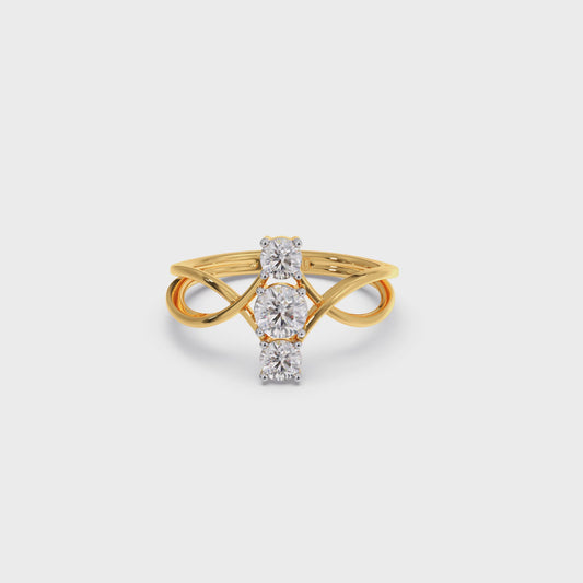 Interlocking Three-Stone Diamond Ring