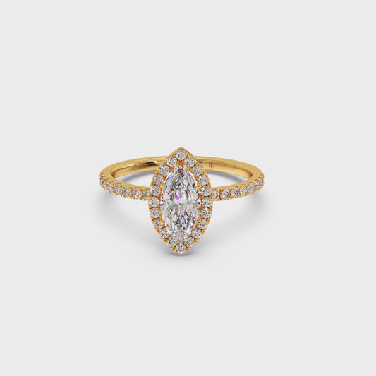 Marquise Cut Engagement Ring with Halo Setting