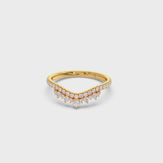 Double Cluster Layered Adjustable Chevron Ring