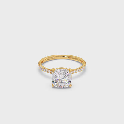 Radiant Cut Hidden Halo Engagement Ring