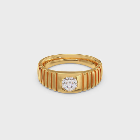 0.73 Carat Grooved Diamond Men's Classic Ring