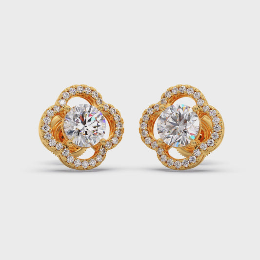 Floral Diamond Halo Studs