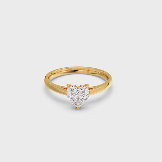 Solitaire Heart Shape Diamond Engagement Ring - 0.88 Cts