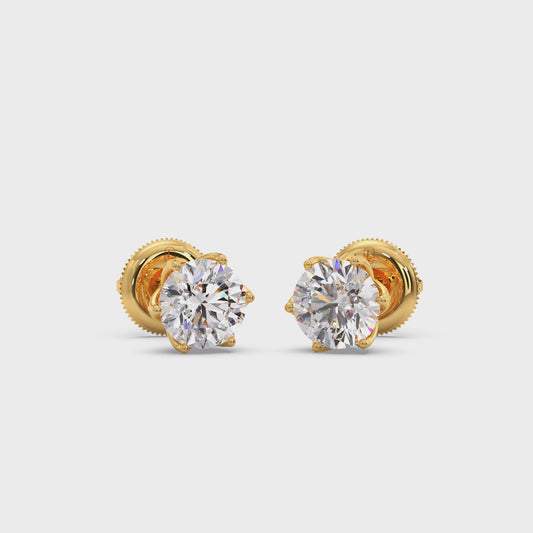 6 prong solitaire stud 1.5 cts