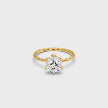 Round Solitaire Tulip Setting Engagement Ring